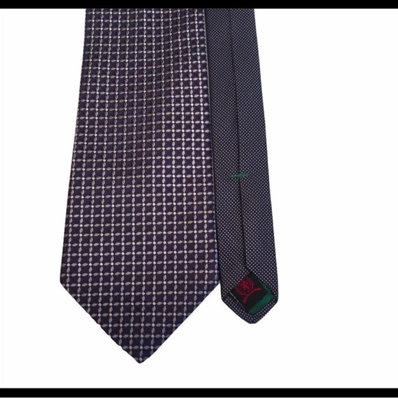 Tommy Hilfiger Navy and White Geometric Tie - Picture 4 of 7